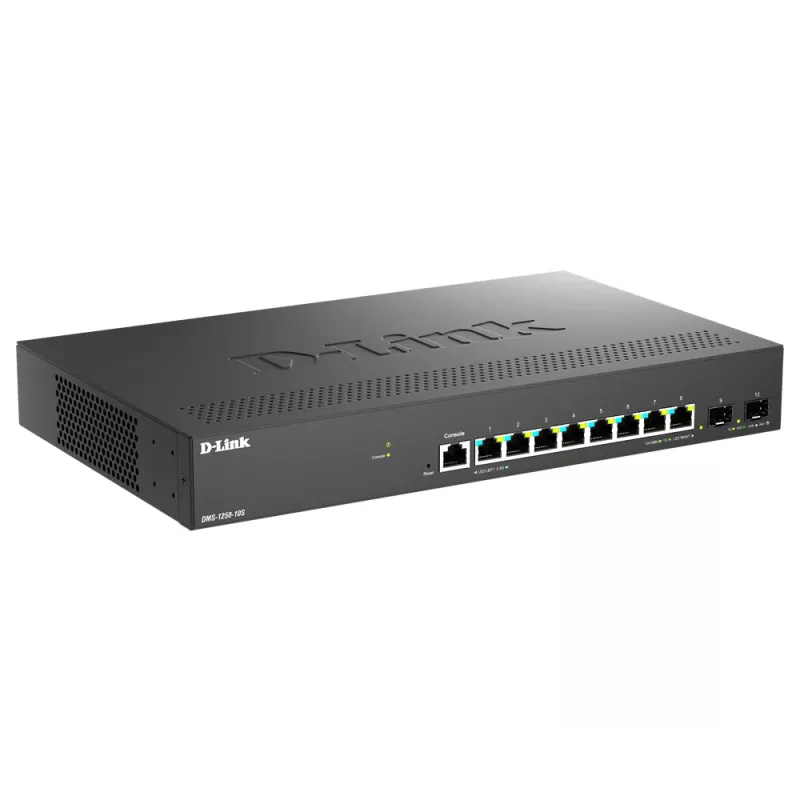 D-Link DMS-1250-10S/E võrgukommutaator hallatav 2.5G Ethernet (100/1000/2500) Must