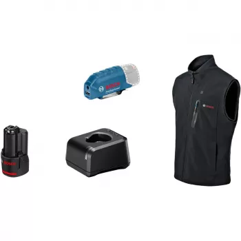 Bosch GHV 12+18V XA Professional soojendusvest suurus M must, laadija ja akuga