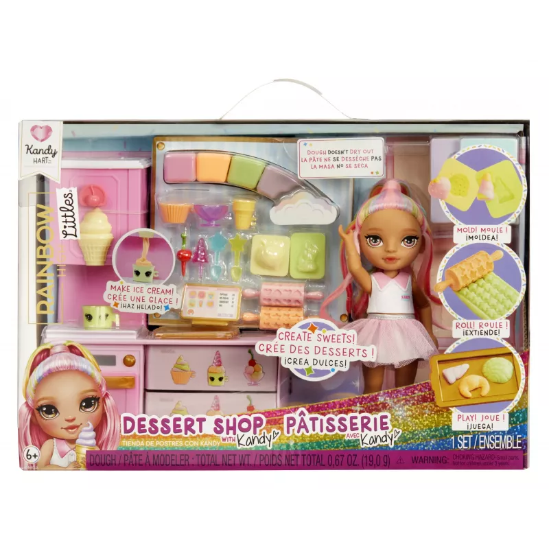 Rainbow High Little Dessert Shop with Kandy mängukomplekt, Moenukk, Naine, 4 a, 140 mm, Mitmevärviline