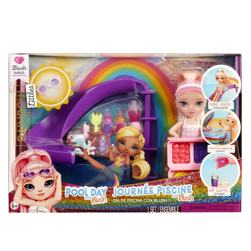 Rainbow High Little Pool Day with Blush Playset, Moenukk, Naine, 4 a, 140 mm, Mitmevärviline