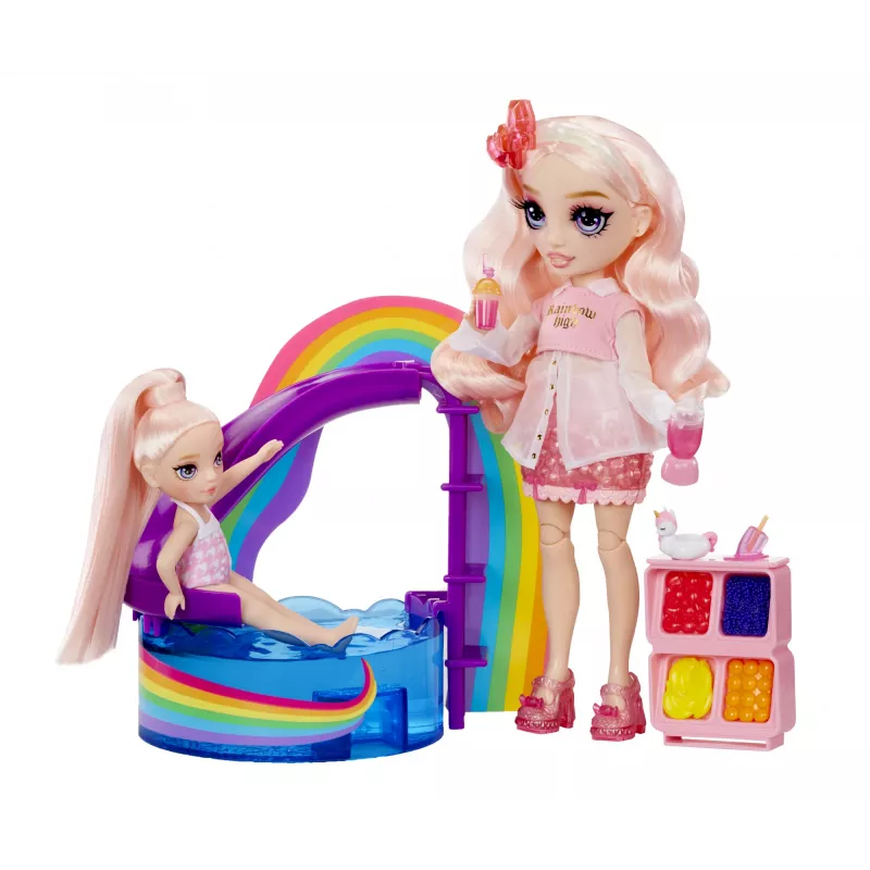 Rainbow High Little Pool Day with Blush Playset, Moenukk, Naine, 4 a, 140 mm, Mitmevärviline