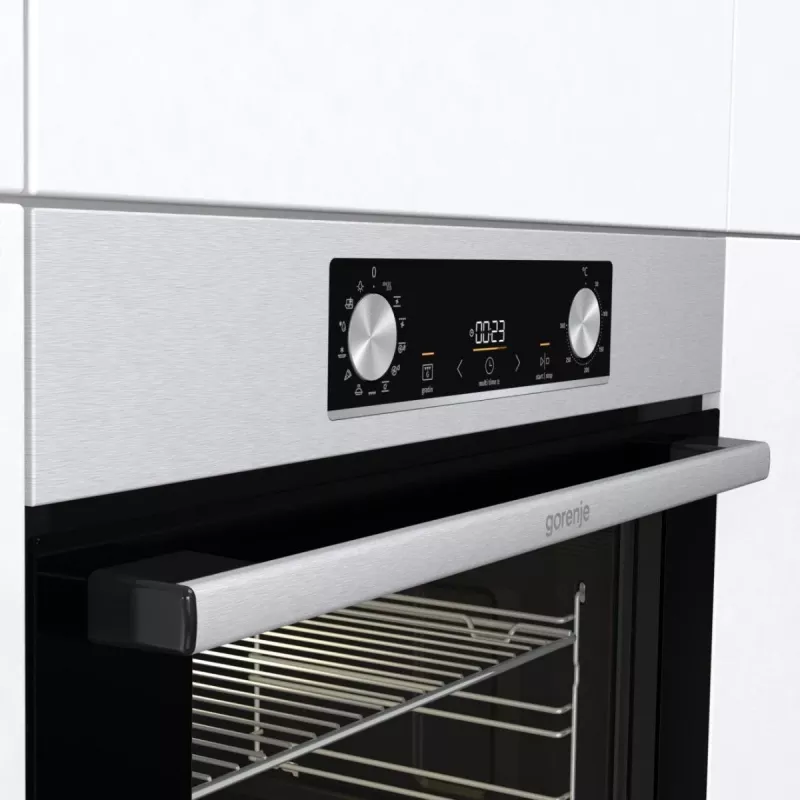 Sisseehitatud elektriahi Gorenje BIGSPACE 77 L 3500 W — valge, puute- ja pöördnupud, halogeenlamp