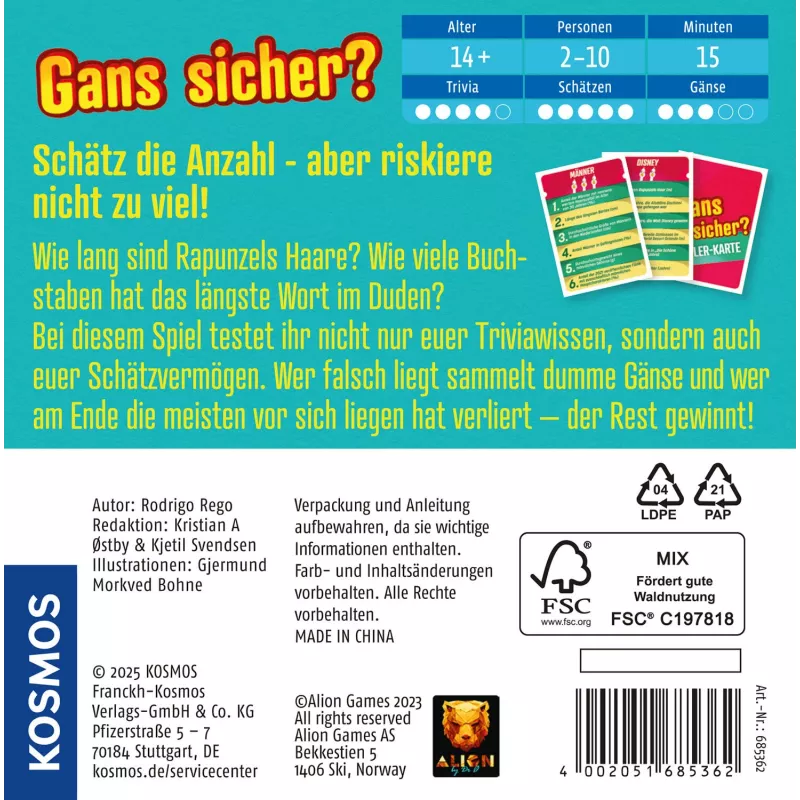 Kosmos 47856223 laua-/kaardimäng 15 min Arvamine