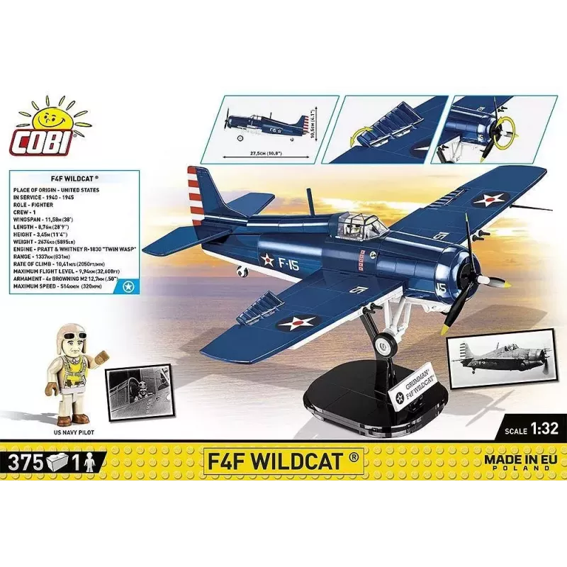 Ehitusklotsid COBI F4F Wildcat Northrop Grumman 375 tk