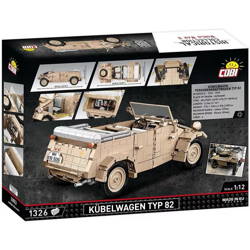 Ehituskomplekt COBI Kübelwagen Typ 82 1326 tk Teine maailmasõda