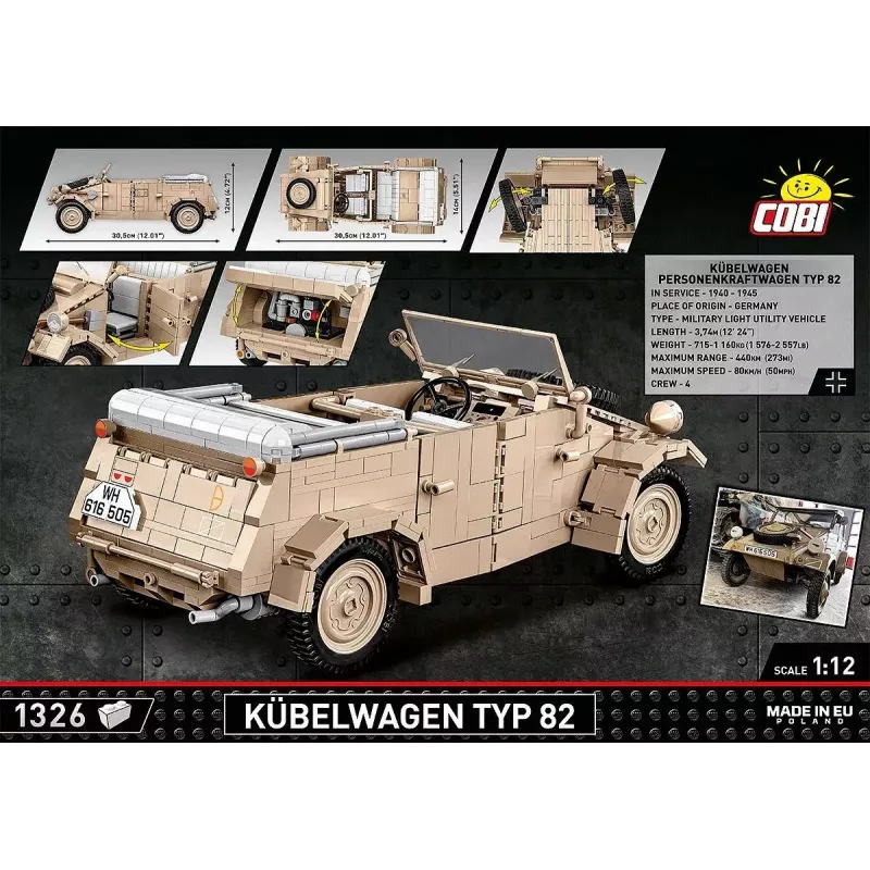 Ehituskomplekt COBI Kübelwagen Typ 82 1326 tk Teine maailmasõda