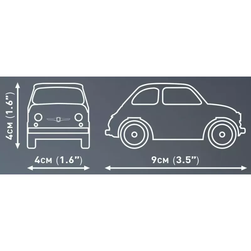 Ehitusmänguasi Cobi Fiat Abarth 595 mudel 24514 — mõõtkava 1:35, kogutav ehitatav sõiduk