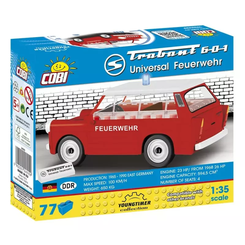 Ehitusmänguasi Cobi Trabant 601 Universal tuletõrjekomplekti mudel 24555, klotsiehituskomplekt