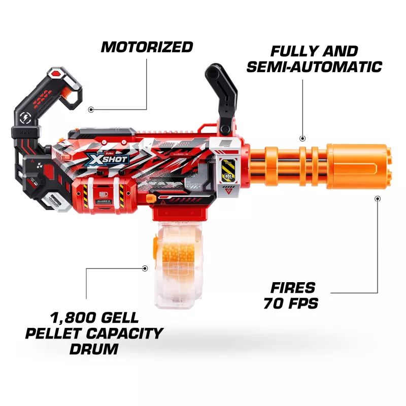 Gel blaster Zuru XSHOT Hyper Gel Gattlin Blaster — kiirlaskev mängurelv pöörleva rauaga