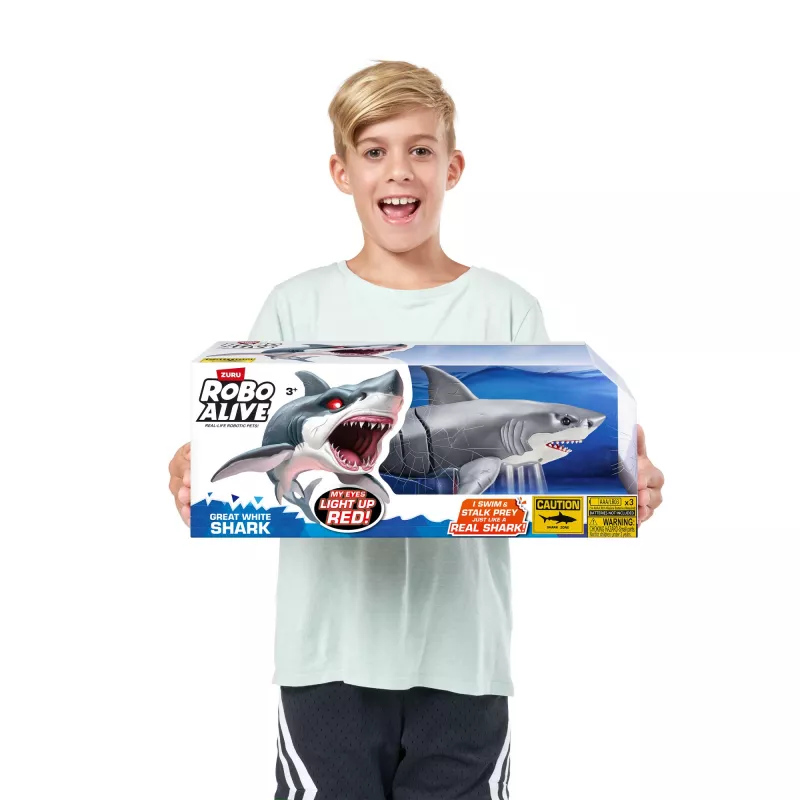 Mänguasi robothai Zuru Robo Alive Great White Shark 71126 — vee mängimiseks mõeldud interaktiivne patareitoitega kuju