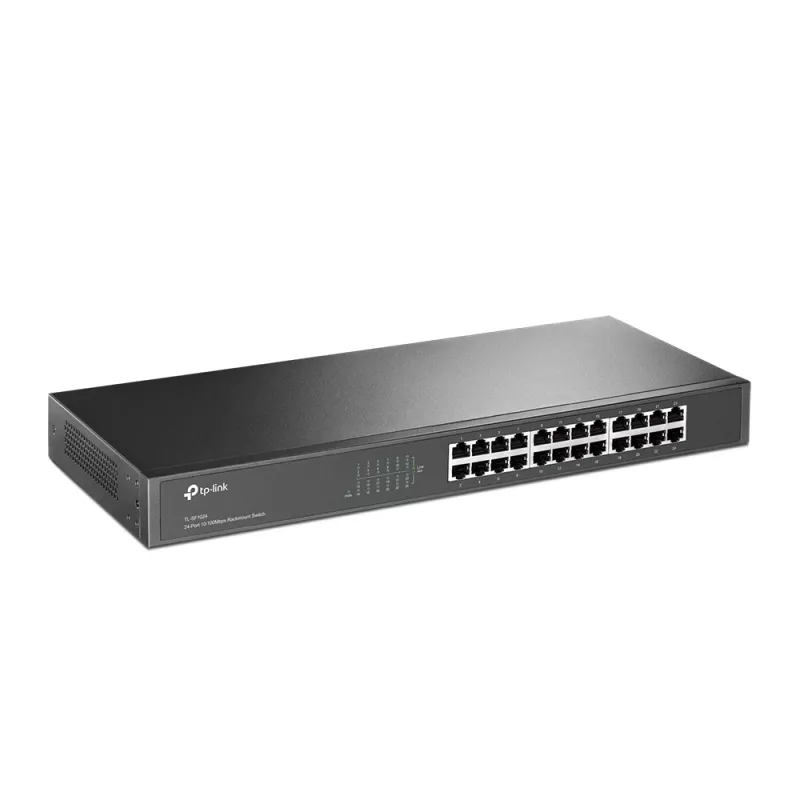 TP-Link 24-pordine 10/100Mbps räkimontaažiga võrgukommutaator, haldamata, Fast Ethernet (10/100), täisdupleks, räkimontaaž, 1U
