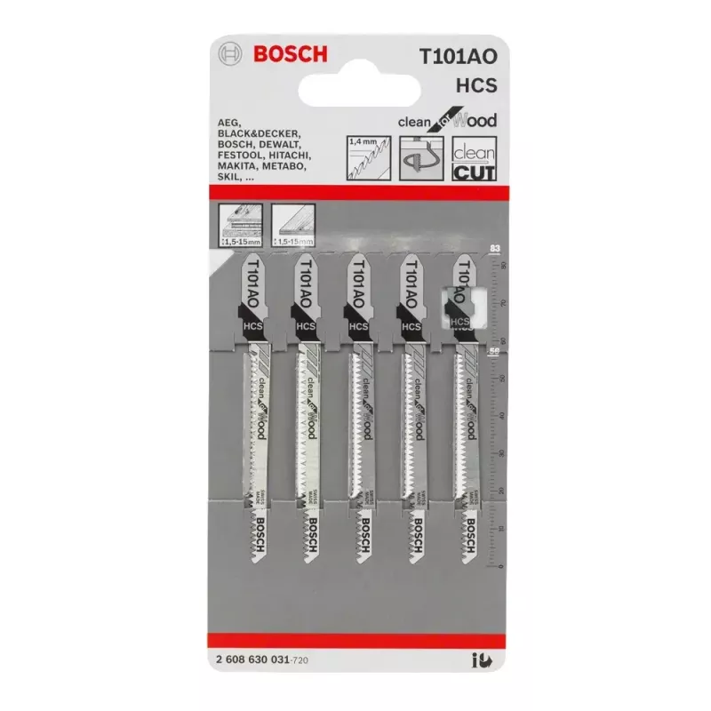 Bosch 2 608 630 031 pusle/tikksae/kolb-sae saeleht Pusle saeleht Kõrgsüsinikteras (HCS) 5 tk