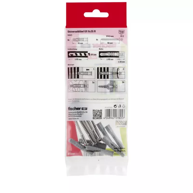 Kruvi- ja tüüblikomplekt Fischer MontageSet B 6 tk