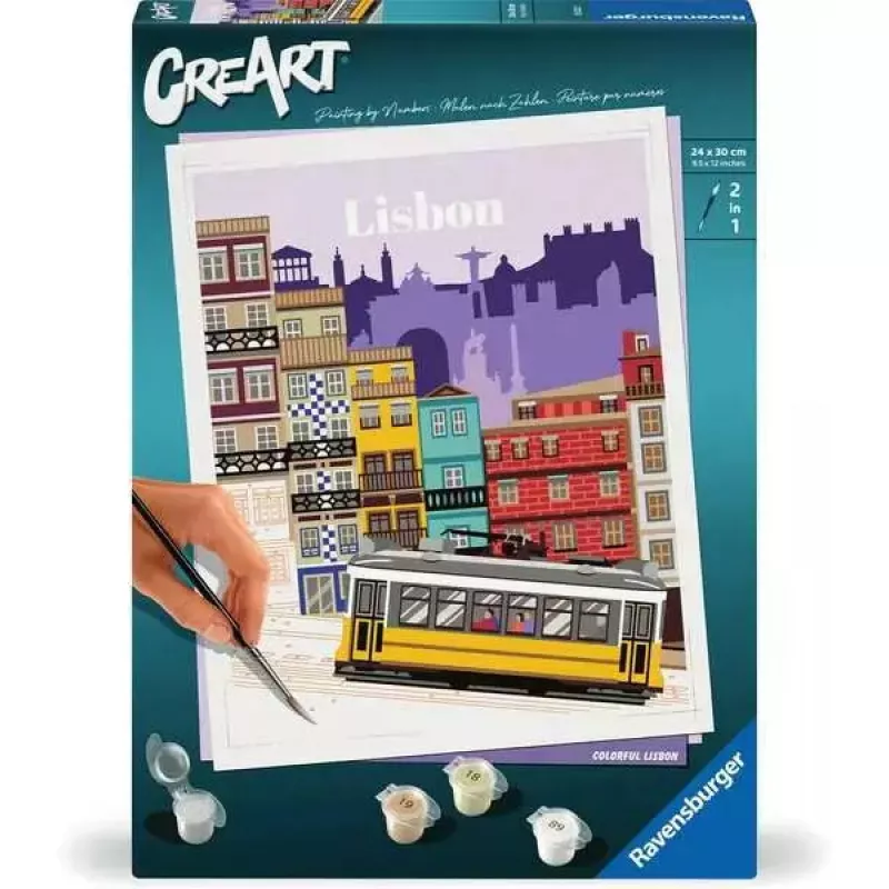 Puzzle komplekt Ravensburger CreArt Colorful Lisbon — maalimispusle, mudel 25522