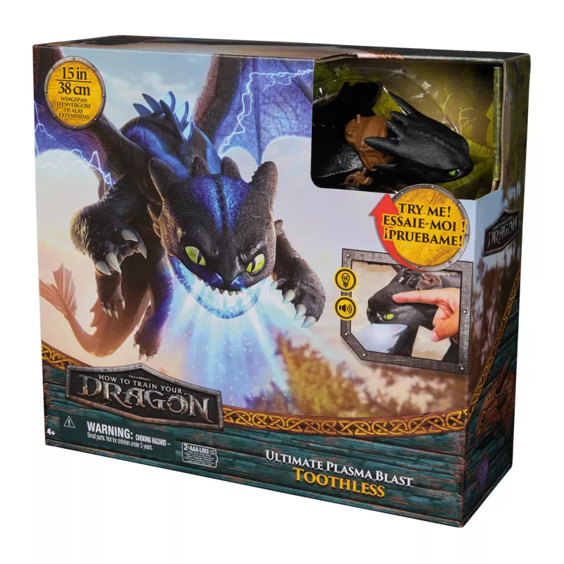 Mängufiguur Spinmaster Ultimate Plasma Blast Toothless 25-tolliste tiibadega, heli- ja valgusefektid, vanusele 4+