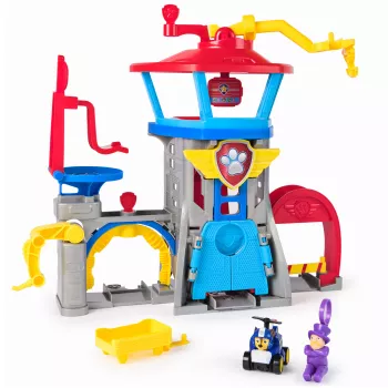PAW Patrol : Air Rescue, Pup Squad Adventure Bay lennujaamakomplekt, Chase mänguauto ja sõidukikäivitajaga, mänguasjad poistele ja tüdrukutele 3+