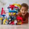PAW Patrol : Air Rescue, Pup Squad Adventure Bay lennujaamakomplekt, Chase mänguauto ja sõidukikäivitajaga, mänguasjad poistele ja tüdrukutele 3+