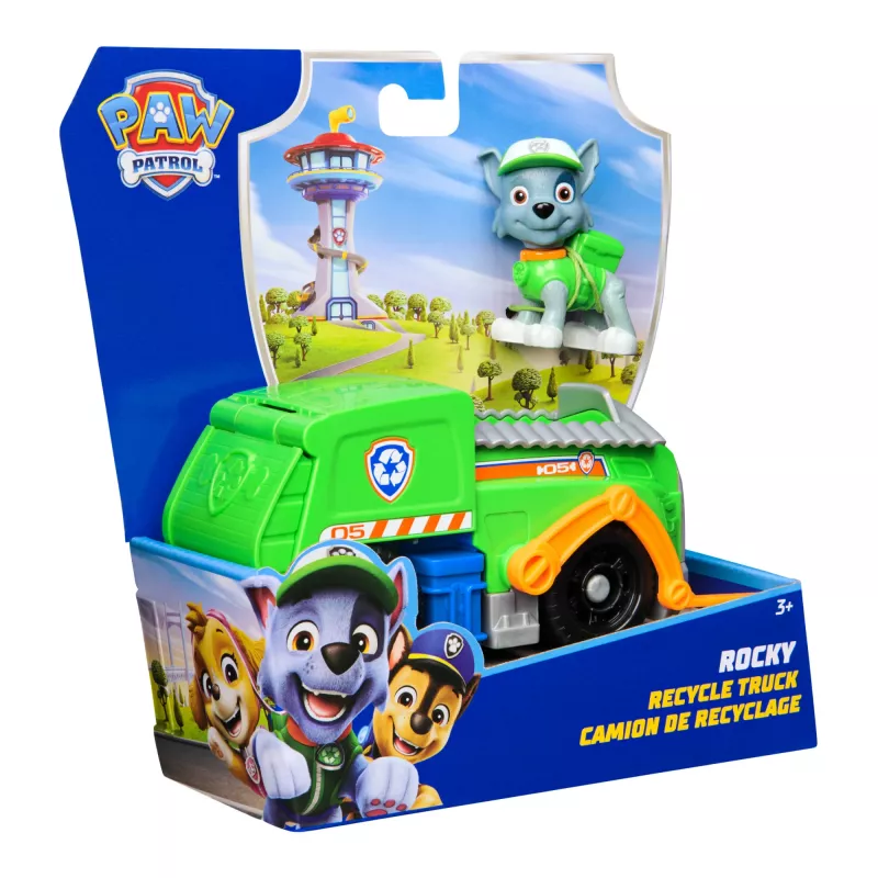 PAW Patrol, Rocky taaskasutusauto, mänguauto koos kogutava action-figuuriga, säästlikult toodetud laste mänguasjad poistele ja tüdrukutele alates 3. eluaastast