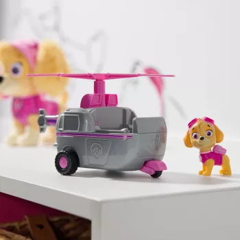 PAW Patrol, Skye kopter, mänguauto koos kogutava figuuriga, jätkusuutlikult disainitud laste mänguasi poistele ja tüdrukutele vanuses 3+