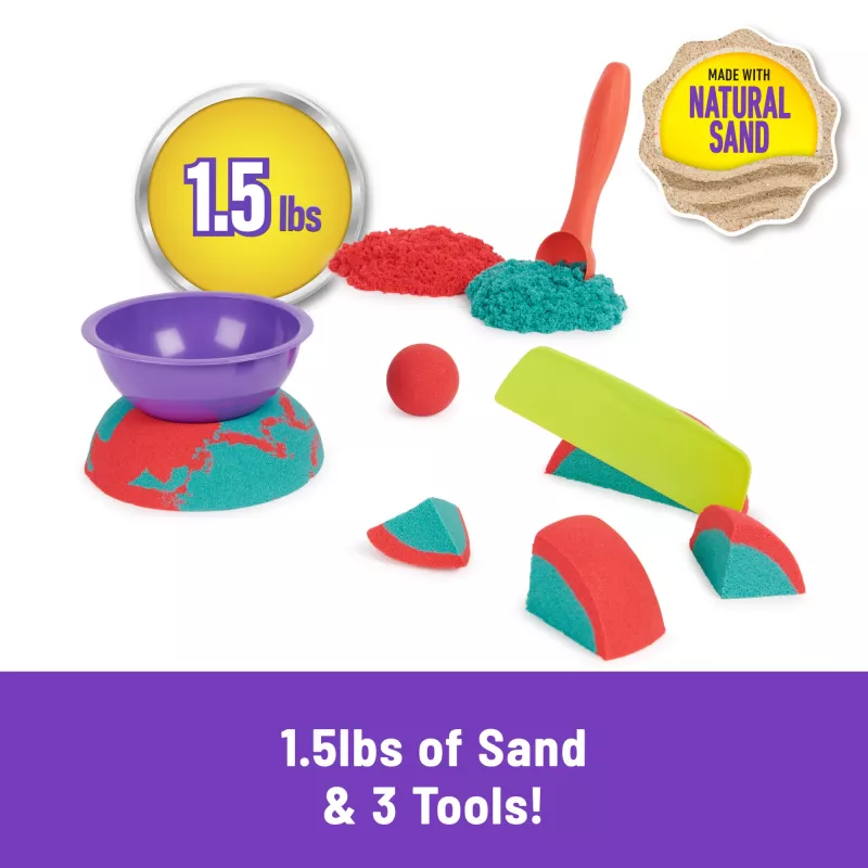 Laste kineetilise liiva komplekt Spinmaster Mold n’ Flow 1,5 naela punane ja türkiissinine 3 tööriistaga (alates 3. eluaastast)