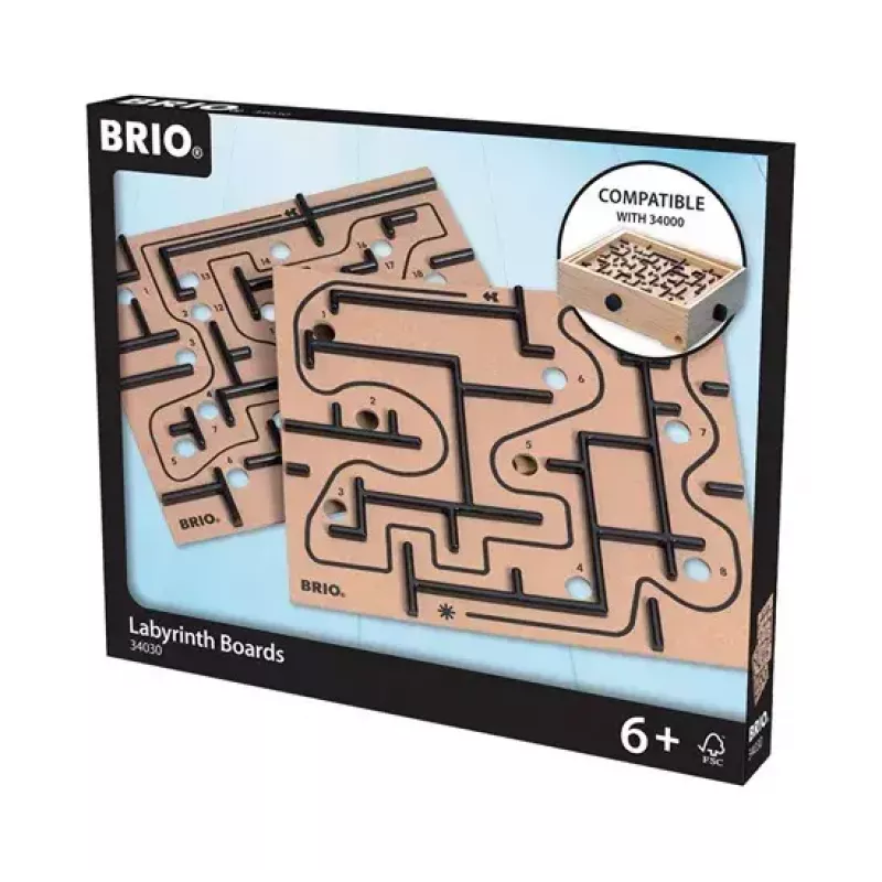 Puidust labürindi lauamäng Ravensburger BRIO Labyrinth Boards, must, 273×228×9 mm, vanusele 6+