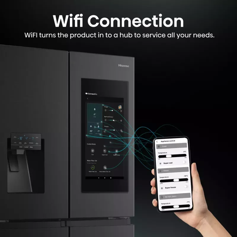 Hisense ristkülmik RQ760N4IFE – seisev mitme uksega, 577 L kogumaht, must