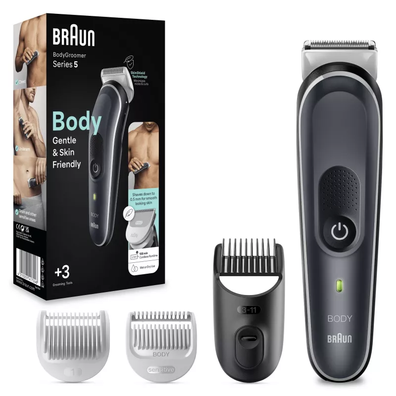Braun BodyGroomer kehahooldaja 5 BG5340, SkinShield tehnoloogia ja 2 kinnitusega