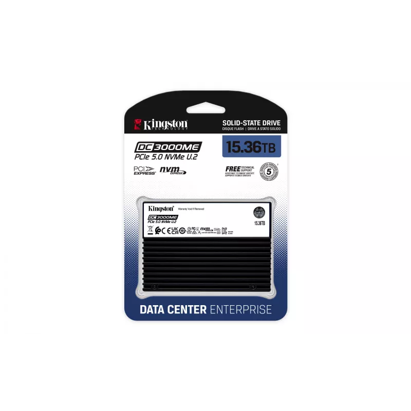 Kingston Technology 15.36TB DC3000ME U.2 PCIe 5.0 NVMe TCG Opal ettevõtte SSD