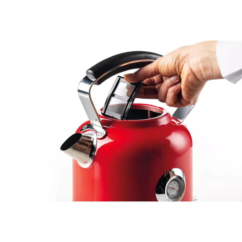 Ariete 2854 Moderna elektriline veekeetja, 2000 W, 1,7 L mahutavus, 360° juhtmevaba, automaatne väljalülitus, eemaldatav filter, nähtav veetase, termomeeter, punane