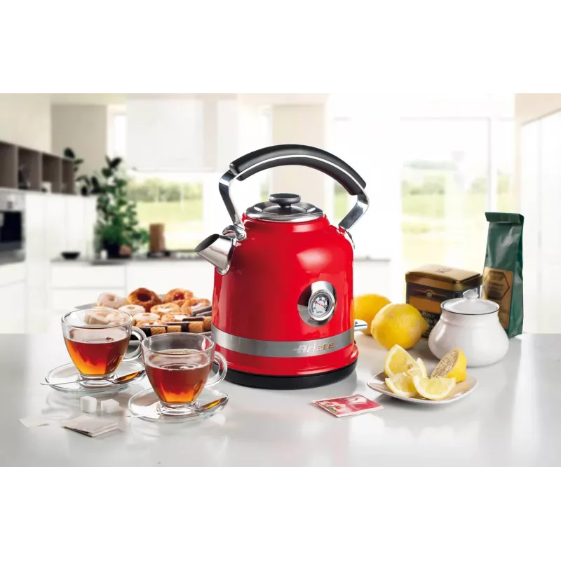 Ariete 2854 Moderna elektriline veekeetja, 2000 W, 1,7 L mahutavus, 360° juhtmevaba, automaatne väljalülitus, eemaldatav filter, nähtav veetase, termomeeter, punane