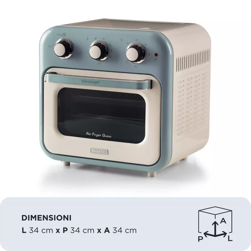 Ariete 4632 õhufritüür ja ahi Vintage, 1400W, 2in1, mahutavus 16L, tarvikud kaasas, taimer 60 minutit, topeltklaas, sinine