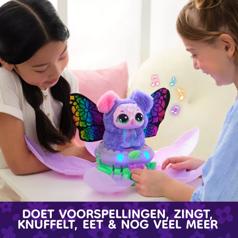 Hatchimals Bloomables by , Kittyfly üllatusmänguasi, interaktiivne plüüsist loomake korduva topeltpaljastusega, üle 100 heli ja reaktsiooni mänguliseks teesklemiseks (stiilid varieeruvad), elektroonilised lemmikloomad lastele alates 5. eluaastast