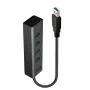 Lindy 4 pordiga USB 3.0 jaotur, USB 3.2 Gen 1 (3.1 Gen 1) Type-A, USB 3.2 Gen 1 (3.1 Gen 1) Type-A, 5000 Mbit/s, must, alumiinium, plastik, 0,3 m