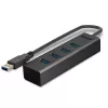 Lindy 4 pordiga USB 3.0 jaotur, USB 3.2 Gen 1 (3.1 Gen 1) Type-A, USB 3.2 Gen 1 (3.1 Gen 1) Type-A, 5000 Mbit/s, must, alumiinium, plastik, 0,3 m