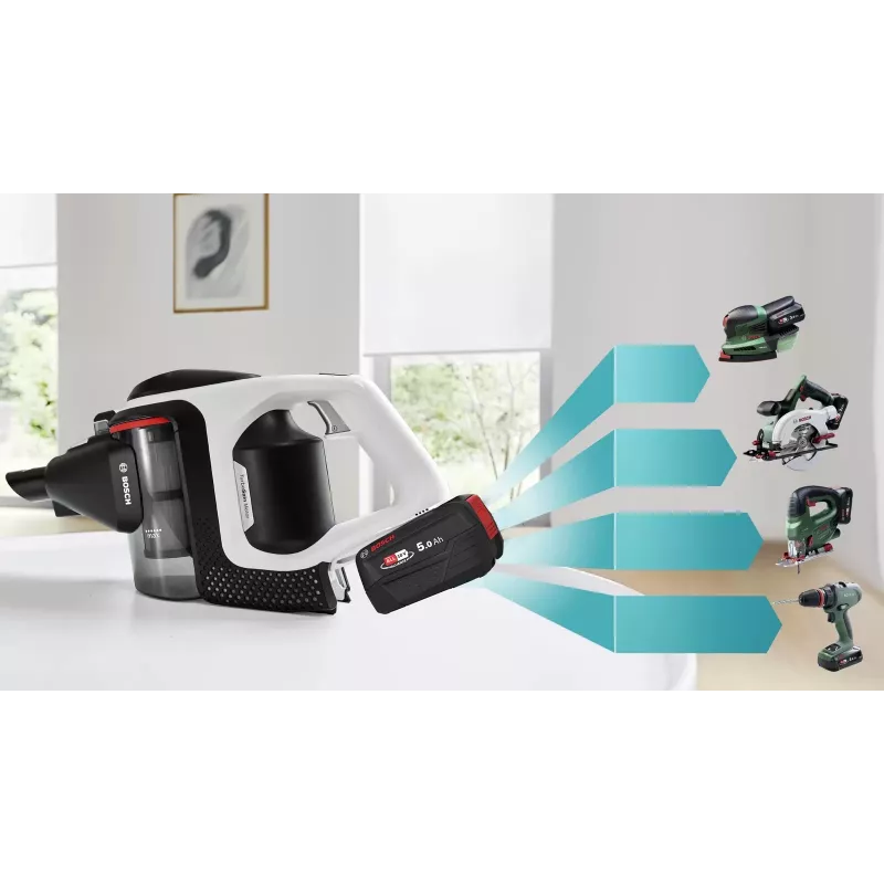 Bosch Serie 8 BSS825ALL pulkpuhasti/elektriline luud Aku Kuiv Kotita Must, Valge 5 Ah