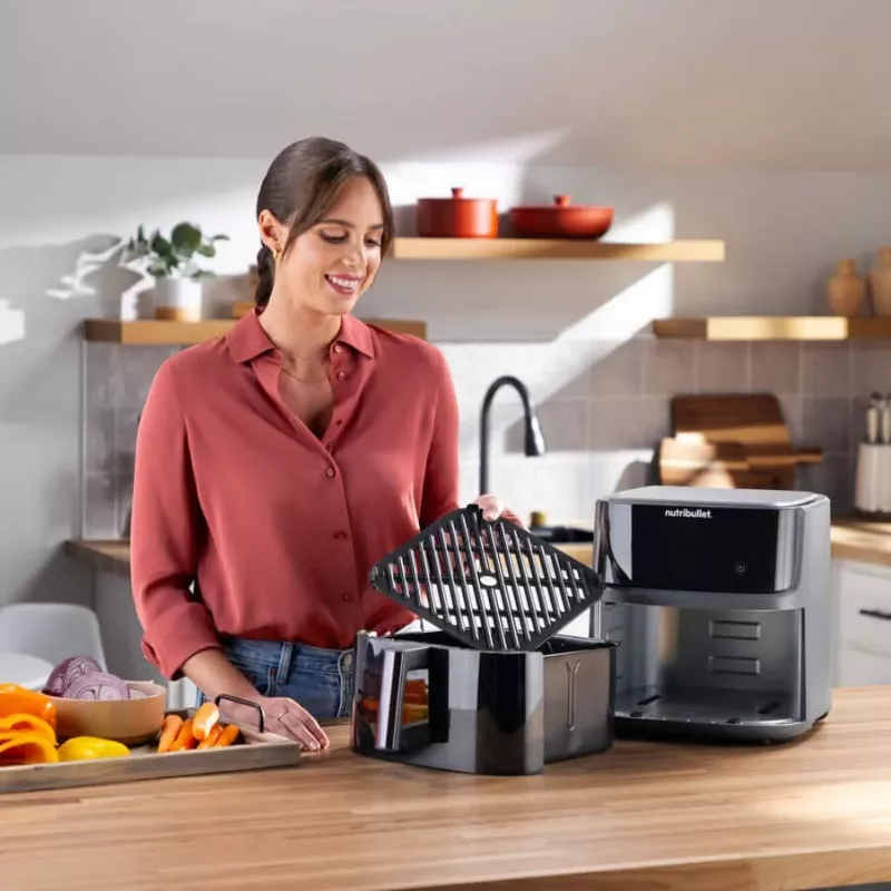 NutriBullet CrispLite Vision 8 L eraldiseisev 2000 W kuumaõhufritüür Must