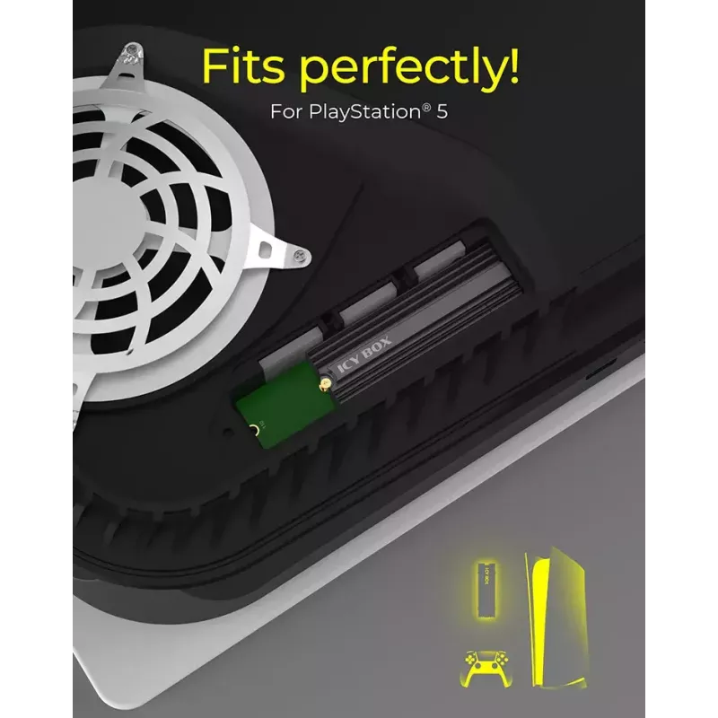 Jahutusradiaator ICY BOX IB-M2HS-PS5 PlayStation 5-le Must 27mm x 76mm x 9mm