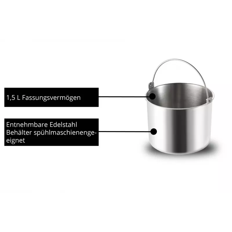 Unold 48826 jäätise- ja jogurtimasin EVA kompressorjäätisemasin 1,5 L 120 W must, roostevaba teras