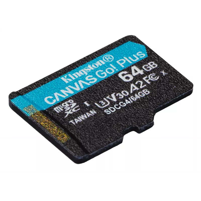 Kingston Technology 64GB microSDXC Canvas Go Plus Gen4 200R A2 U3 üksikpakend ilma adapterita