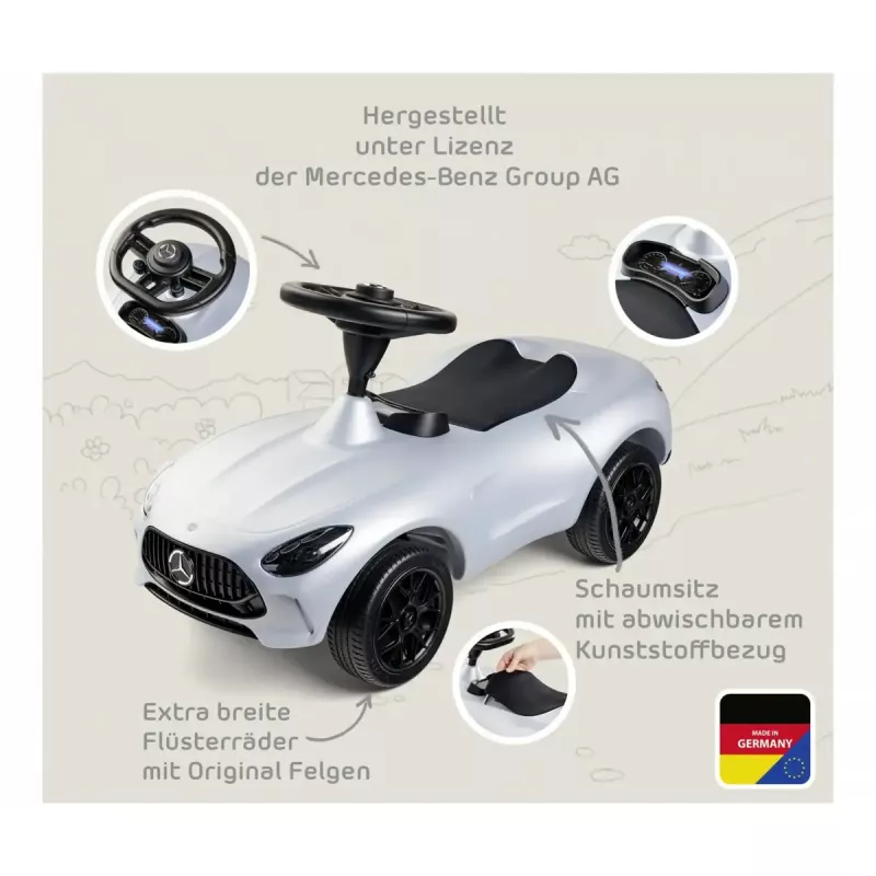 Sõidutav auto Simba-Dickie BIG Mercedes-AMG GT hõbedane/must – laste tõuke-/jalaga sõiduk