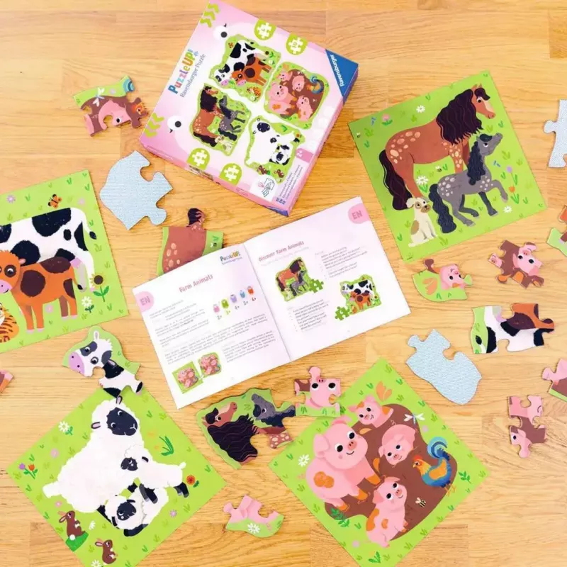Pusle Ravensburger UP! Farm Animals — progressiivne komplekt 4, 6, 8, 10 tk