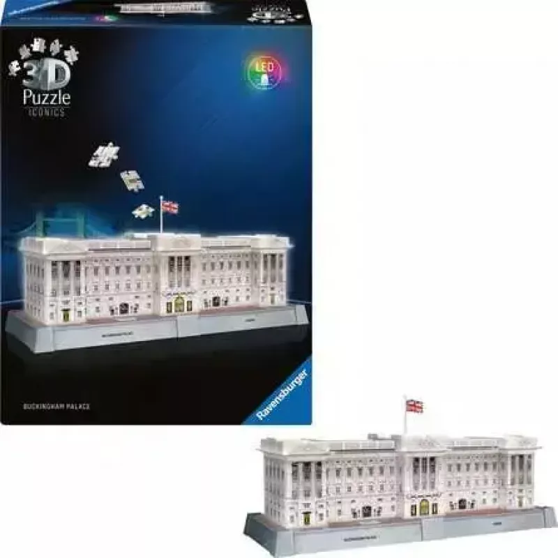 3D puzzle Ravensburger Iconics Buckingham Palace valgustusega, 216 tükki