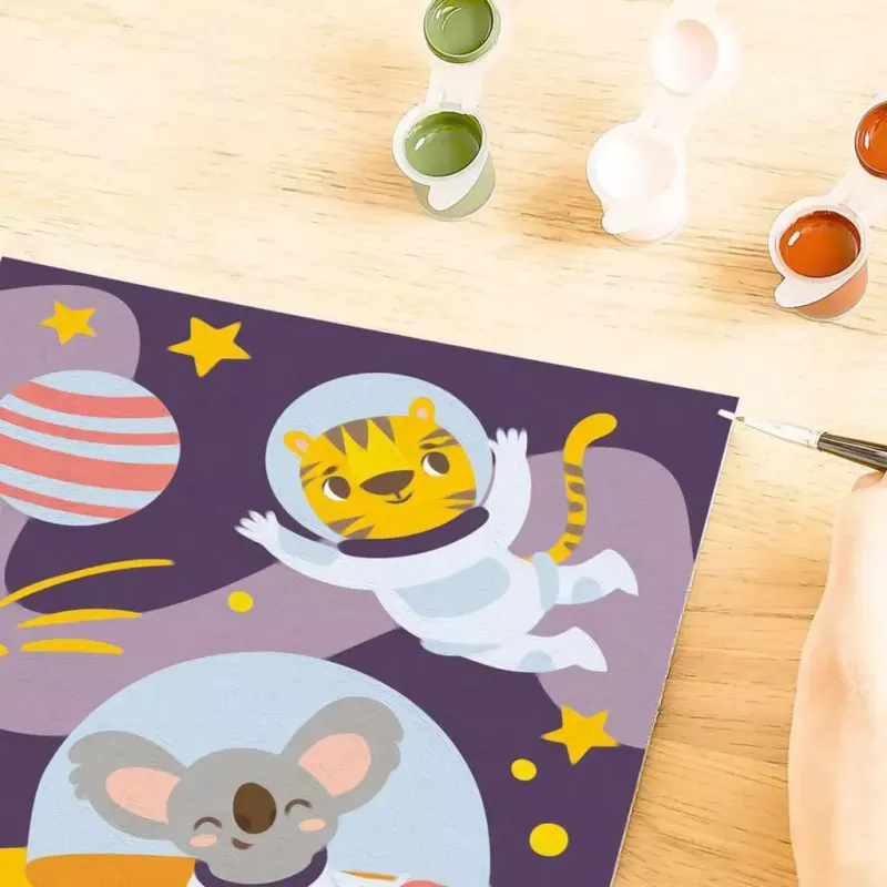 Värvi-numbrite järgi maalimise komplekt Ravensburger CreArt – “Loomad kosmoses” maalimiskomplekt