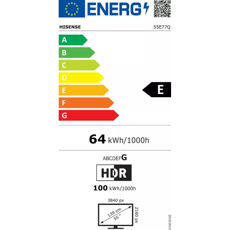 Hisense 55E77Q 139,7 cm (55 tolli) 4K Ultra HD Smart TV Wi-Fi Must