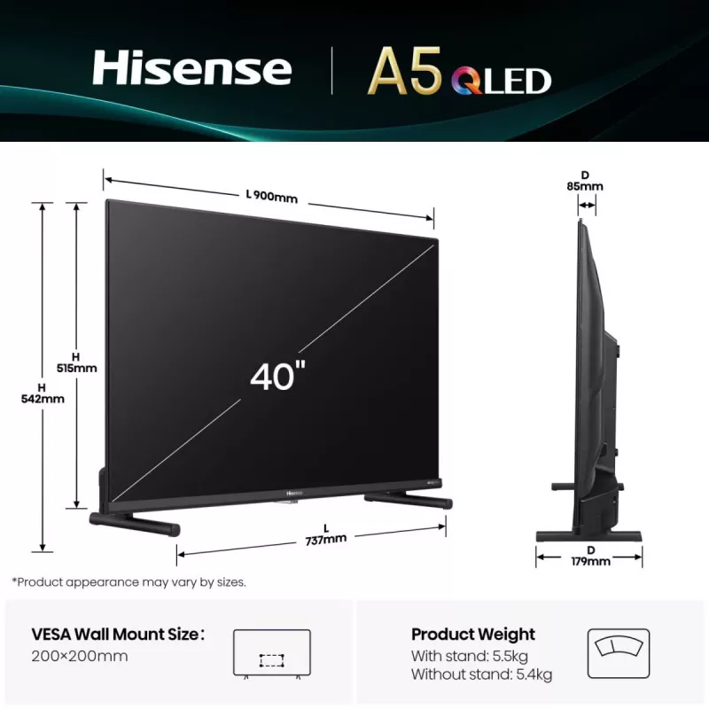 Hisense 40A5Q 101.6 cm (40 tolli) Full HD nutiteler Wi-Fi must