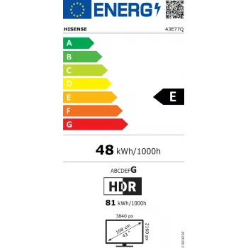 Hisense 43E77Q 109,2 cm (43 tolli) 4K Ultra HD nutiteler Wi-Fi must