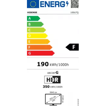 Hisense 100U7Q 2.54 m (100 tolli) 4K Ultra HD nutiteler, Wi-Fi, must