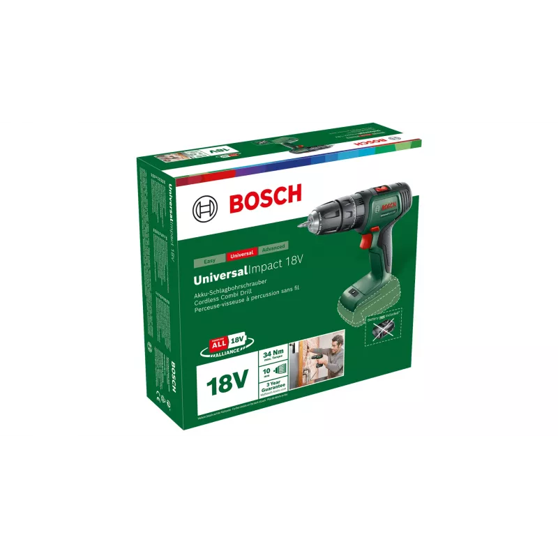 Bosch Universal Impact 18V 1450 RPM võtmeta 1,3 kg Must, Roheline, Punane