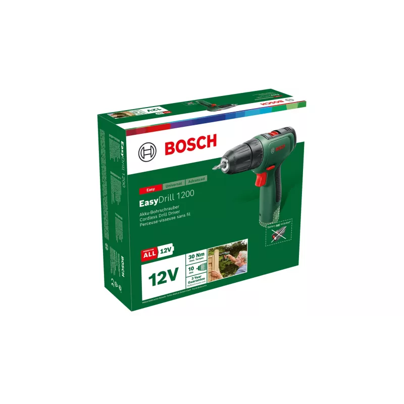Bosch EasyDrill 1200 1500 RPM Keyless 940 g Must, Roheline