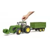 Traktor BRUDER John Deere 7R 350 esilaaduri ja tandemteljega kallurhaagisega, plastik, vanus 3+